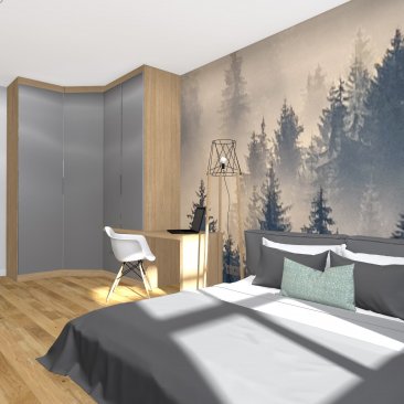 Sypialnia - fototapeta z motywem przyrody na ścianie