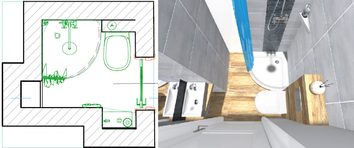 Projekt bardzo małej łazienki