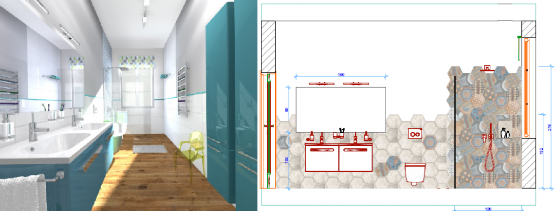Barwna i nowoczesna łazienka - projekt Bygdoszcz
