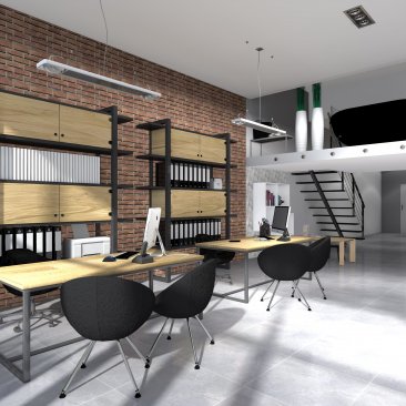 Biuro w stylu industrialnym - projekt i aranżacja