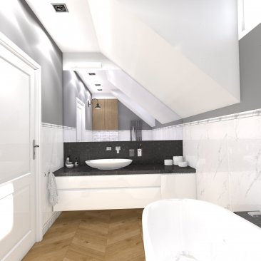 Skandynawska łazienka na poddaszu - projekt