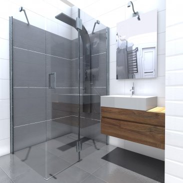 Drewniana szafka pod umywalką w łazience - aranżacja wnętrza