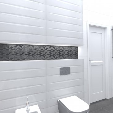 Wykończenie ścian w łazience - pomysł z łączeniem materiałów