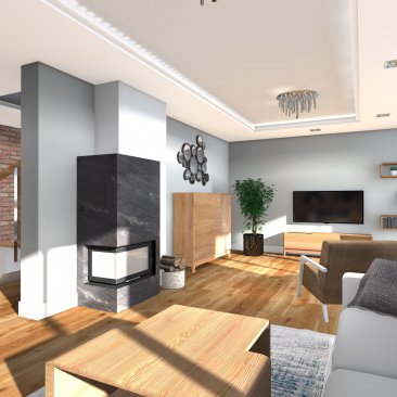 Salon w stylu glamour - projekt wnętrza