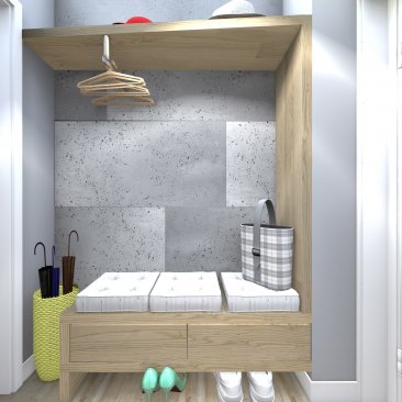 Zabudowa przedpokoju - siedzisko - aranżacja Zabudowa przedpokoju - siedzisko - aranżacja